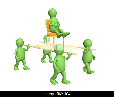 Quattro 3d persone, portando il capo su una barella. Gli oggetti su bianco Foto Stock