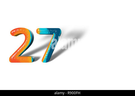 3D numero 27 venti sette vivaci colori Foto Stock