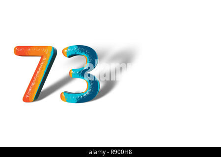 3D il numero 73 settanta tre colori vivaci Foto Stock