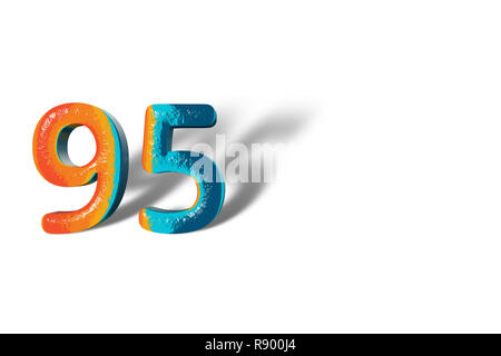 3D numero 95 novanta cinque colori vivaci Foto Stock