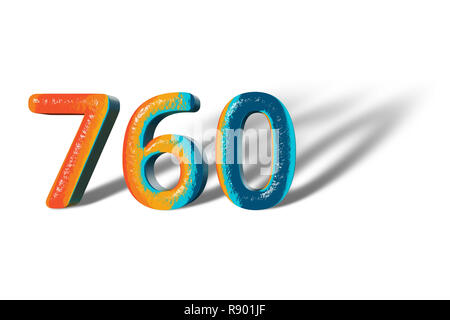 3D Numero 760 Sette cento sessanta colori vivaci Foto Stock