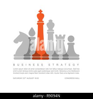 Vettore di strategia aziendale concetto modello con figure di scacchi Illustrazione Vettoriale