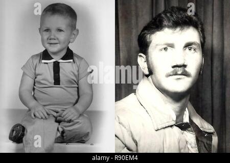 Quattro anni di Jeffrey Walston pone per un infanzia ritratto in Tyler, Texas. Walston UNITI STATI UNITI Marina nel 1977 e trasferito alla Air Force di riserva nel 2001. Foto Stock