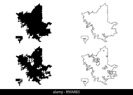 La città di Fresno (Stati Uniti città, Stati Uniti d'America, usa city) mappa illustrazione vettoriale, scribble schizzo città di Fresno mappa Illustrazione Vettoriale