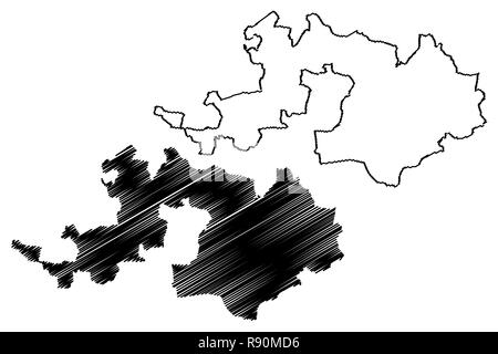 Basilea-campagna (Cantoni della Svizzera, cantoni e Confederazione svizzera) mappa illustrazione vettoriale, scribble schizzo Canton Basel-Country mappa Illustrazione Vettoriale