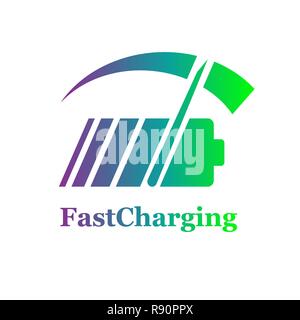 Batteria colorato fast charge logo design. Vettore. EPS 10 Illustrazione Vettoriale