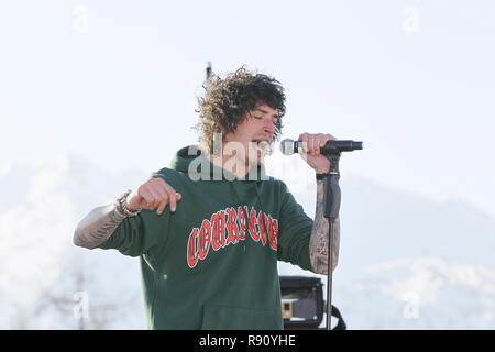 Julian Perretta in un concerto a Serre Chevalier, Francia Foto Stock