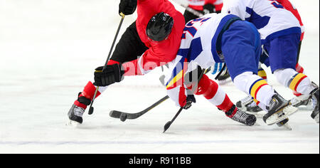 Hockey su ghiaccio giocatore sul ghiaccio. Sport di squadra. Foto Stock