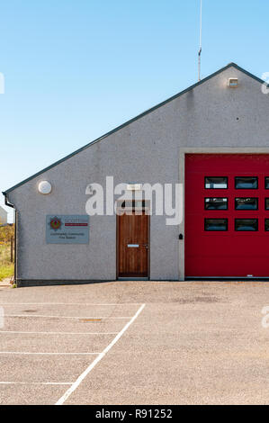 Lochmaddy stazione dei vigili del fuoco, Lochmaddy, North Uist, Ebridi Esterne, Scozia Foto Stock