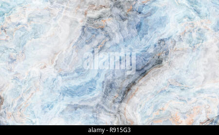 La piastrella di blu onyx abstract texture con inclusioni di colore giallo. Sfondo colorato. 2D'illustrazione. Bellezze naturali Foto Stock