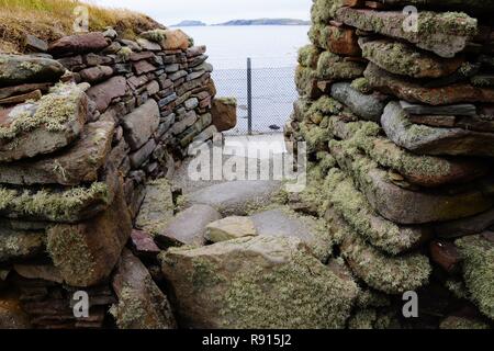 Insediamento Jarlshof non lontano da Lerwick. Regolate da circa 2500 al XVII secolo Foto Stock