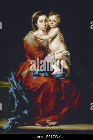 "Madonna del Rosario", 1650-1655, olio su tela, 166 x 112 cm, P00975. Autore: Murillo, Bartolomé Esteban. Posizione: Il MUSEO DEL PRADO-PINTURA. MADRID. Spagna. Foto Stock