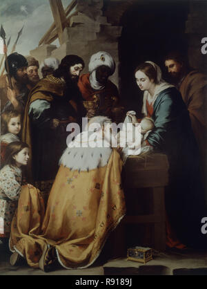 LA ADORACION DE LOS MAGOS - siglo XVII - BARROCO ESPAÑOL. Autore: Murillo, Bartolomé Esteban. Posizione: MUSEO DE ARTE. A Toledo Ohio. Foto Stock