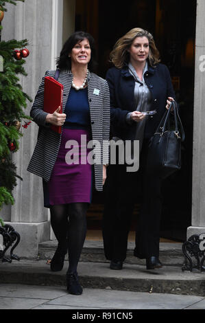 Il ministro di Stato per l'energia e pulire la crescita, Claire Perry (a destra) e sviluppo internazionale Segretario Penny Mordaunt lasciare Downing Street, Londra, a seguito di una riunione del gabinetto. Foto Stock