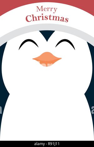 Penguin scheda di natale con sfondo bianco per scrivere Illustrazione Vettoriale
