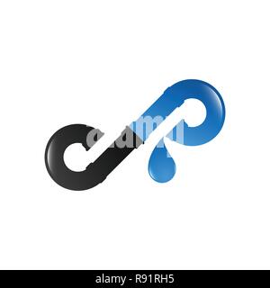 Plumbing company logo concetto vettoriale. Semplice ed elegante logotipo. Lettera P vettore logo Illustrazione Vettoriale