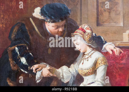 Primo incontro tra Enrico VIII e Anne Boleyn. Henry VIII, 1491 - 1547. Re d'Inghilterra. Anne Boleyn, c. 1501-1536. Regina dell'Inghilterra come Foto Stock