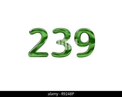 Numero Verde 239 isolato sfondo bianco Foto Stock