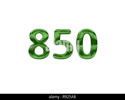 Numero Verde 850 isolato sfondo bianco Foto Stock