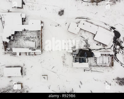 Vista aerea del distrutto saltmaking nella factory di Drohobych, Ucraina Foto Stock