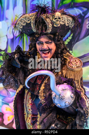 Birmingham, Regno Unito. Xviii Dicembre, 2018. 'Peter Pan' Il Birmingham Hippodrome, 18 dicembre 2018. Le stelle di Birmingham Hippodrome il brillante panto sul palco in costume per la prima volta. Nella foto è Jimmy Osmond come Capitano Uncino. Foto di Simon Hadley/ Alamy Live News. Foto Stock