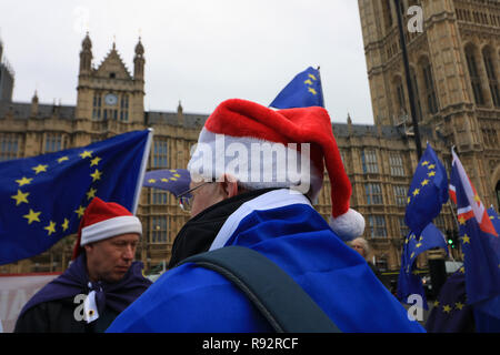 Londra, Regno Unito. Xix Dec, 2018. Pro Europa manifestanti da SODEM Stand di Defiance Movimento europeo al di fuori del Parlamento con 100 giorni a sinistra fino a quando la Gran Bretagna lascia l'Unione europea il 29 marzo 2019 Credit: amer ghazzal/Alamy Live News Foto Stock