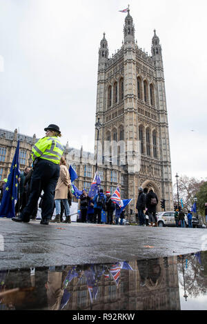 Londra, Inghilterra, Regno Unito. Xix Dec, 2018. Brexit manifestanti fuori le case del Parlamento. Credito: Mark Hawkins/Alamy Live News Foto Stock