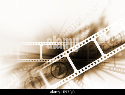 Cinema fotografia di sfondo vintage. Illustrazione di blu sfondo dinamico con un cinema strisce. Foto Stock