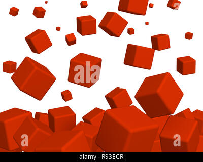 Le caselle rosse con le merci. Scopo su bianco Foto Stock