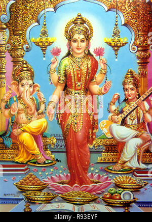 Dio indiano Ganesh Ganesha Ganpati Ganapati Dea Laxmi Lakshmi Saraswati Foto Stock