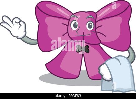 Cameriere bow tie in character design trendy Illustrazione Vettoriale