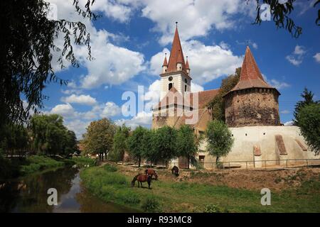 Chiesa fortificata di Cristian, Cristian, Sibiu County, Transilvania, Romania Foto Stock
