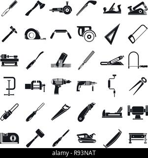 Carpenter costruzione icon set. Semplice insieme di carpenter costruzione icone vettoriali per il web design su sfondo bianco Illustrazione Vettoriale