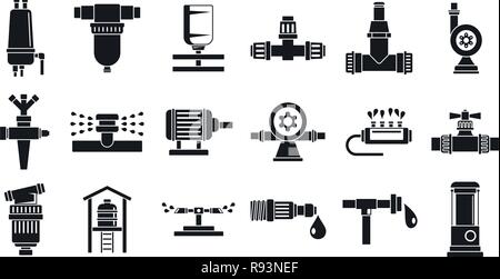 Giardino impianto di irrigazione icon set. Semplice insieme di giardino sistema di irrigazione icone vettoriali per il web design su sfondo bianco Illustrazione Vettoriale
