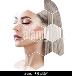 Bellissimo volto femminile in favi. Foto Stock