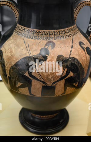 Roma. L'Italia. Achille (sinistra) e Ajax dado da gioco. Anfora attica a figure nere firmata da Exekias, 540-530 A.C. Musei Vaticani (Musei Vaticani) Foto Stock