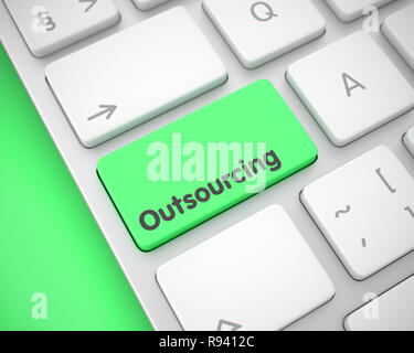 Outsourcing - Testo verde sulla tastiera. 3D. Foto Stock