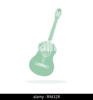 Illustrazione Vettoriale con la chitarra. La chitarra acustica. Strumento musicale a corda. Illustrazione Vettoriale