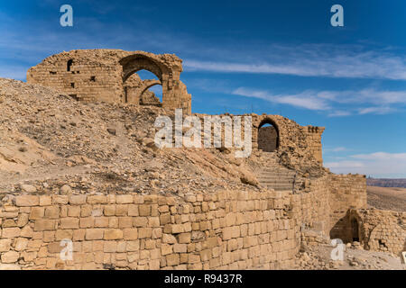 Ruine der Kreuzfahrerburg Montreal oder Shobak Castello, Shoubak, Jordanien, Asien | Montreal o Shoubak castello crociato rovine, Shoubak, Giordania, Asia Foto Stock