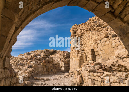 Ruine der Kreuzfahrerburg Montreal oder Shobak Castello, Shoubak, Jordanien, Asien | Montreal o Shoubak castello crociato rovine, Shoubak, Giordania, Asia Foto Stock