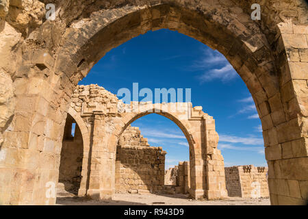 Ruine der Kreuzfahrerburg Montreal oder Shobak Castello, Shoubak, Jordanien, Asien | Montreal o Shoubak castello crociato rovine, Shoubak, Giordania, Asia Foto Stock