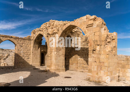 Ruine der Kreuzfahrerburg Montreal oder Shobak Castello, Shoubak, Jordanien, Asien | Montreal o Shoubak castello crociato rovine, Shoubak, Giordania, Asia Foto Stock