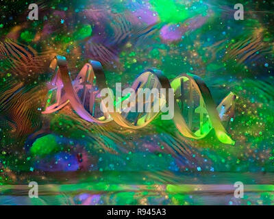 Pittura colorata. Il filamento di DNA Foto Stock