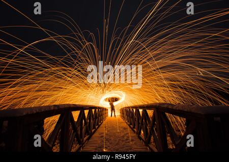 La lana di acciaio fuochi d'artificio Foto Stock