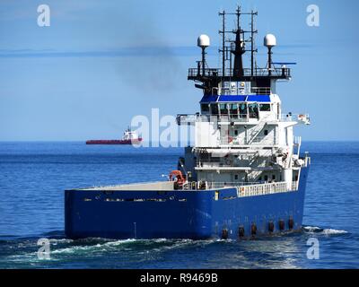 Alimentazione offshore di poppa della nave Foto Stock