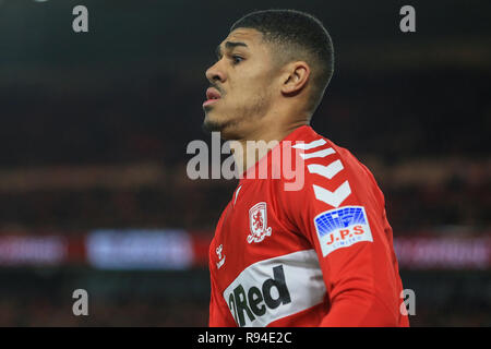 Xviii dicembre 2018, Riverside Stadium, Middlesbrough, Inghilterra; Carabao Coppa EFL, Quarti di Finale, Middlesbrough vs Burton Albion : Ashley Fletcher (18) di Middlesbrough Credito: Mark Cosgrove/News immagini English Football League immagini sono soggette a licenza DataCo Foto Stock