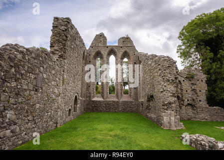 Rovine di Inch Abbey in Irlanda del Nord Foto Stock