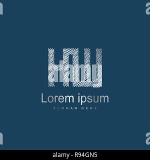 Lettera iniziale HW Modello Logo Design Vettoriali Illustrazione Vettoriale