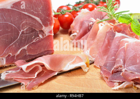 Fine Italian prosciutto, invecchiato secondo ricette tradizionali Foto Stock