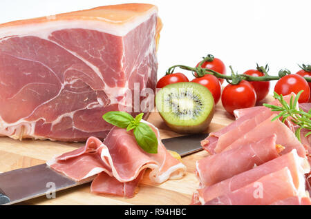 Fine Italian prosciutto, invecchiato secondo ricette tradizionali Foto Stock